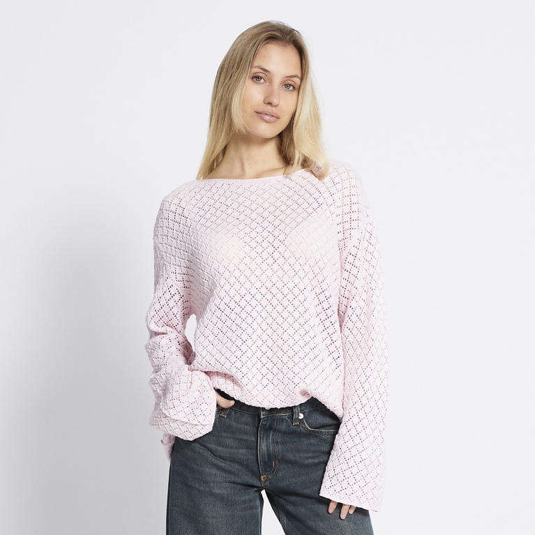 Crochet knit sweater "Villemo" Light Pink